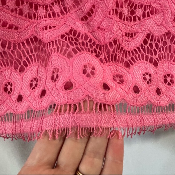 Isaac Mizrahi Beautiful Pink Lace Dress Lined Medium No Zipper - Picture 13 of 14